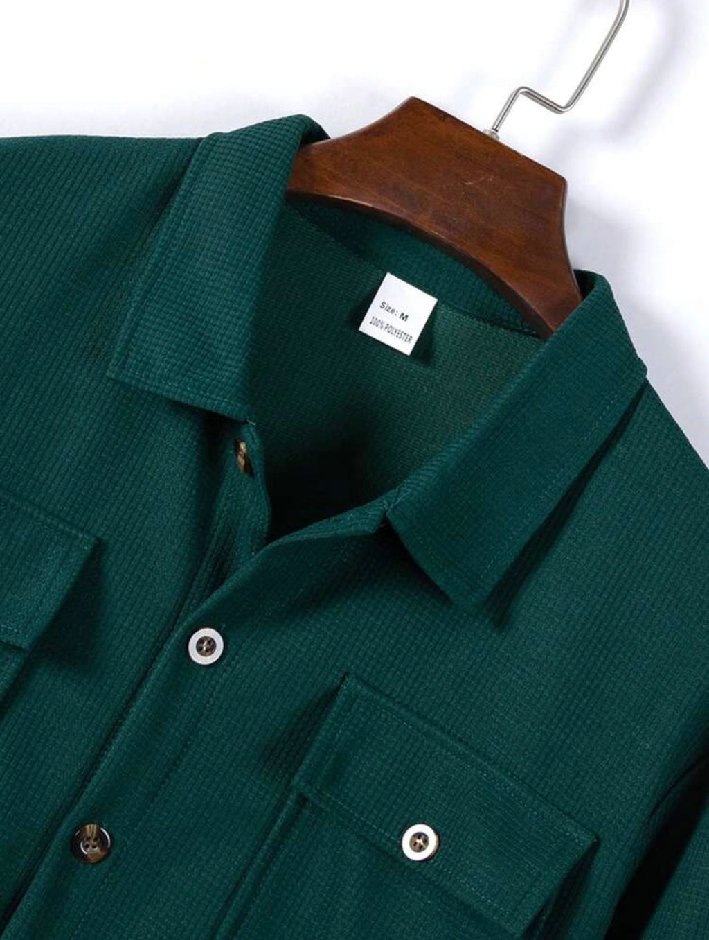 Men’s Solid Color Collared Shirt with Pockets & Pants Two-Piece Casual Set – Leisure Outfit