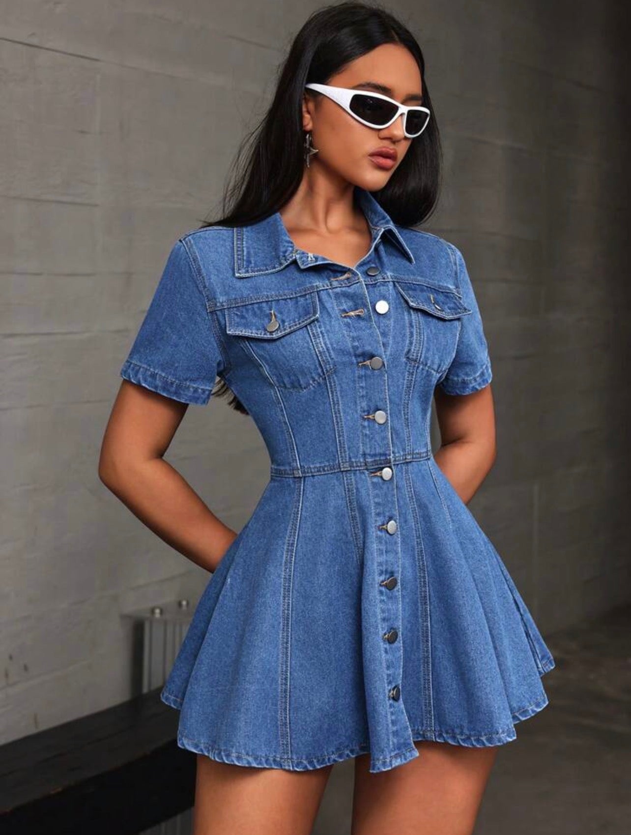Women’s Casual Minimalist Denim Dress – Fashionable Everyday Wear