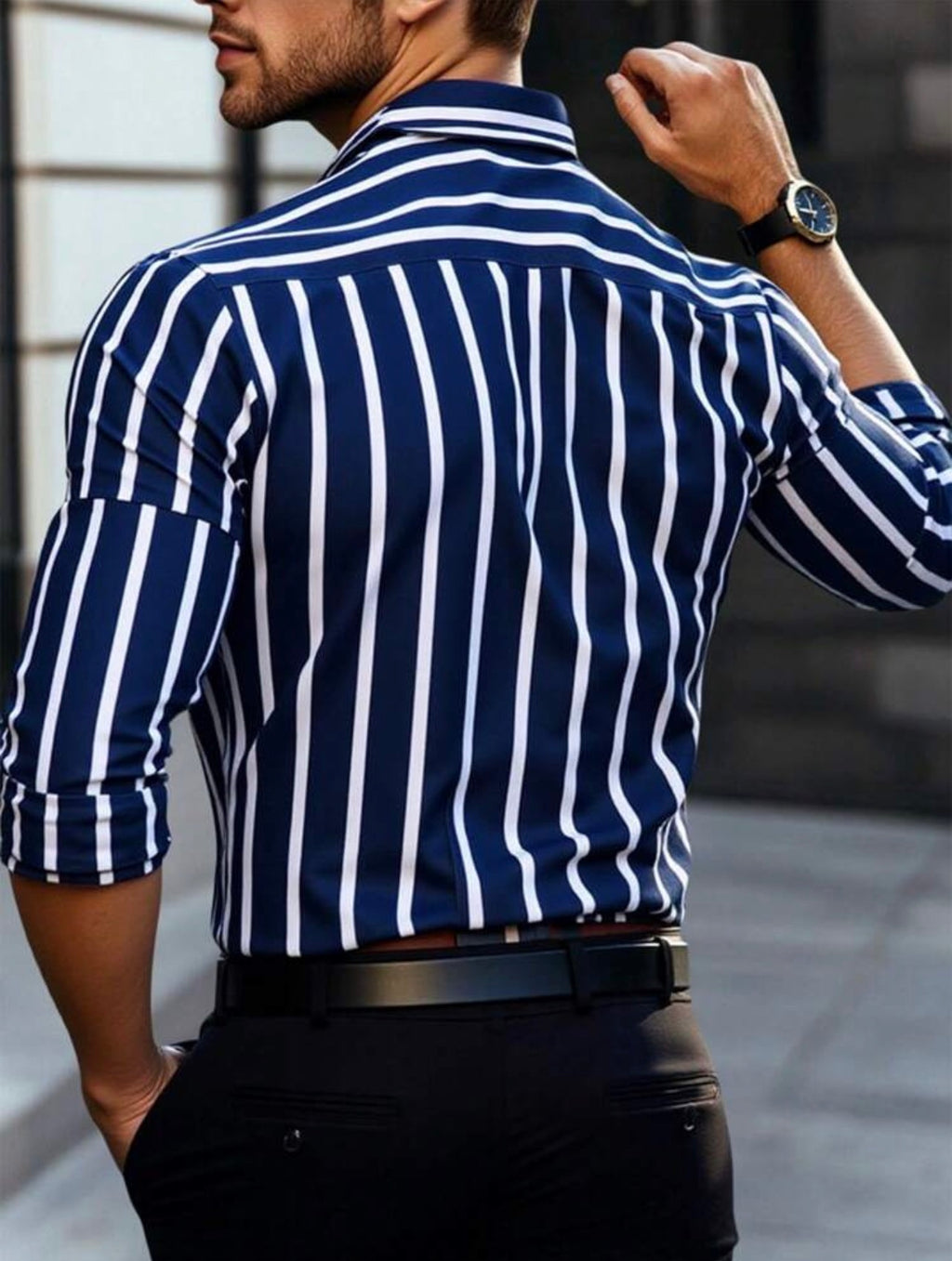 Men’s Digital Print Button-Front Long Sleeve Casual Business Shirt – Smart Casual Urban Top