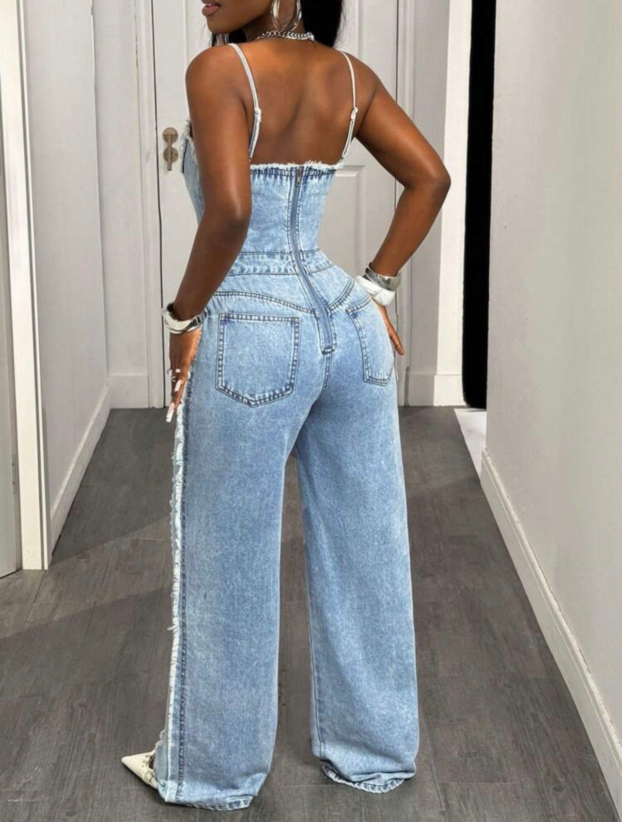 Women’s Sexy Denim Suspender Jumpsuit – Casual Party One-Piece Outfit
