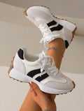 Women’s Chunky Platform Lace-Up Sneakers – Breathable Thick Sole Casual Shoes