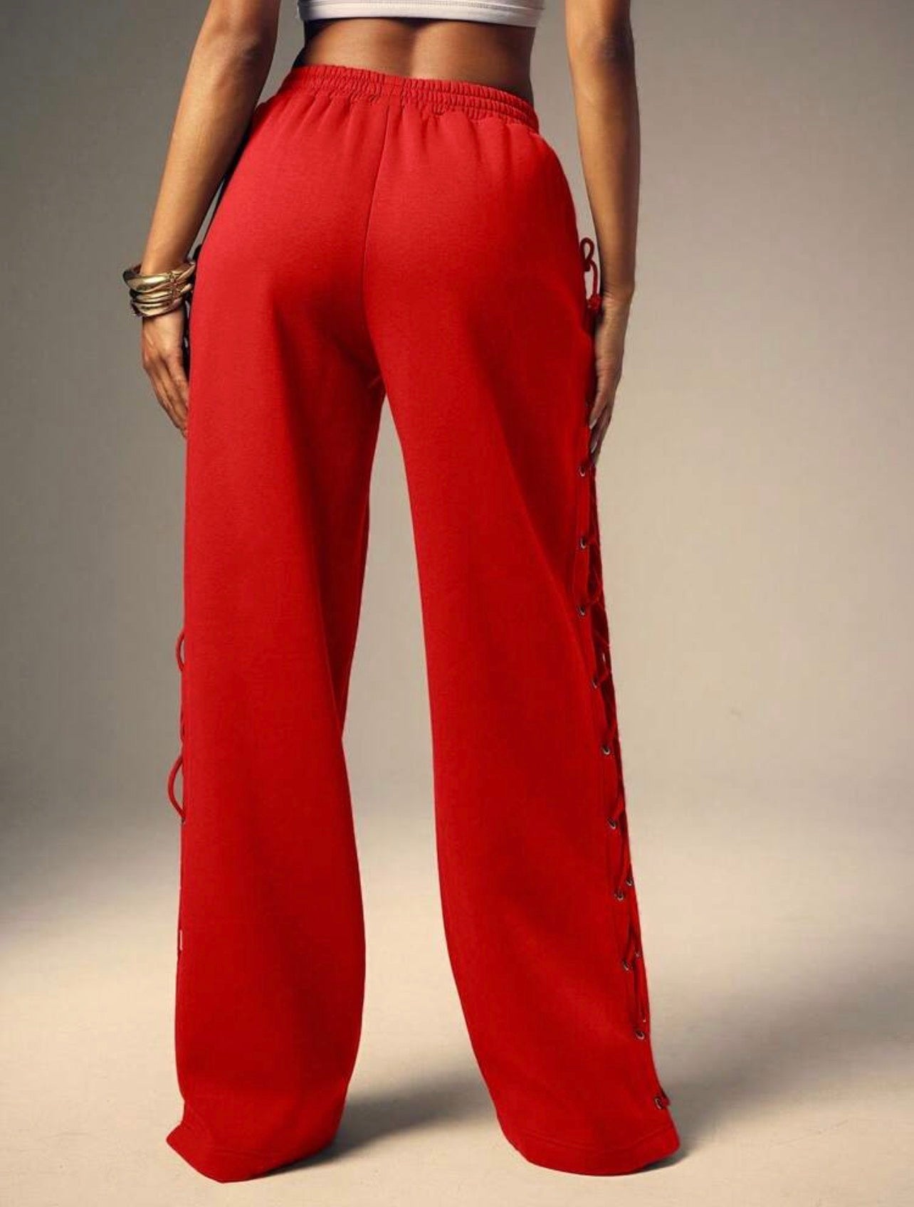 Women’s Side Cut-Out Lace-Up Sweatpants – Casual Streetwear Joggers
