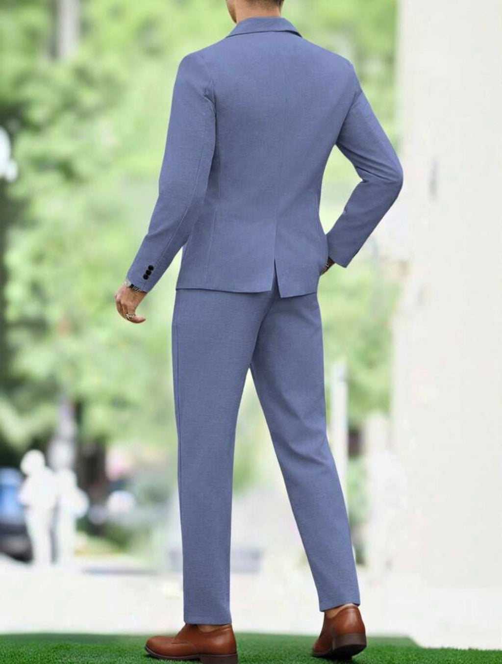 Men’s Solid Color Business Suit Set – Blazer & Pants Two-Piece Formal Outfit