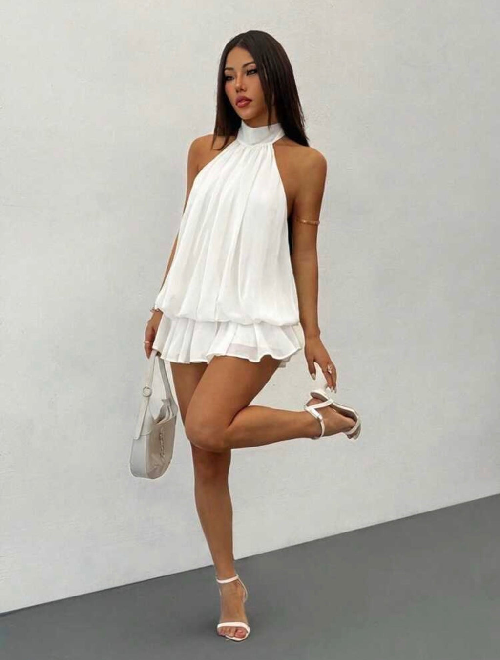 Elegant Sleeveless Tie-Neck Mini Dress for Women – Chic Party & Casual Wear Dress