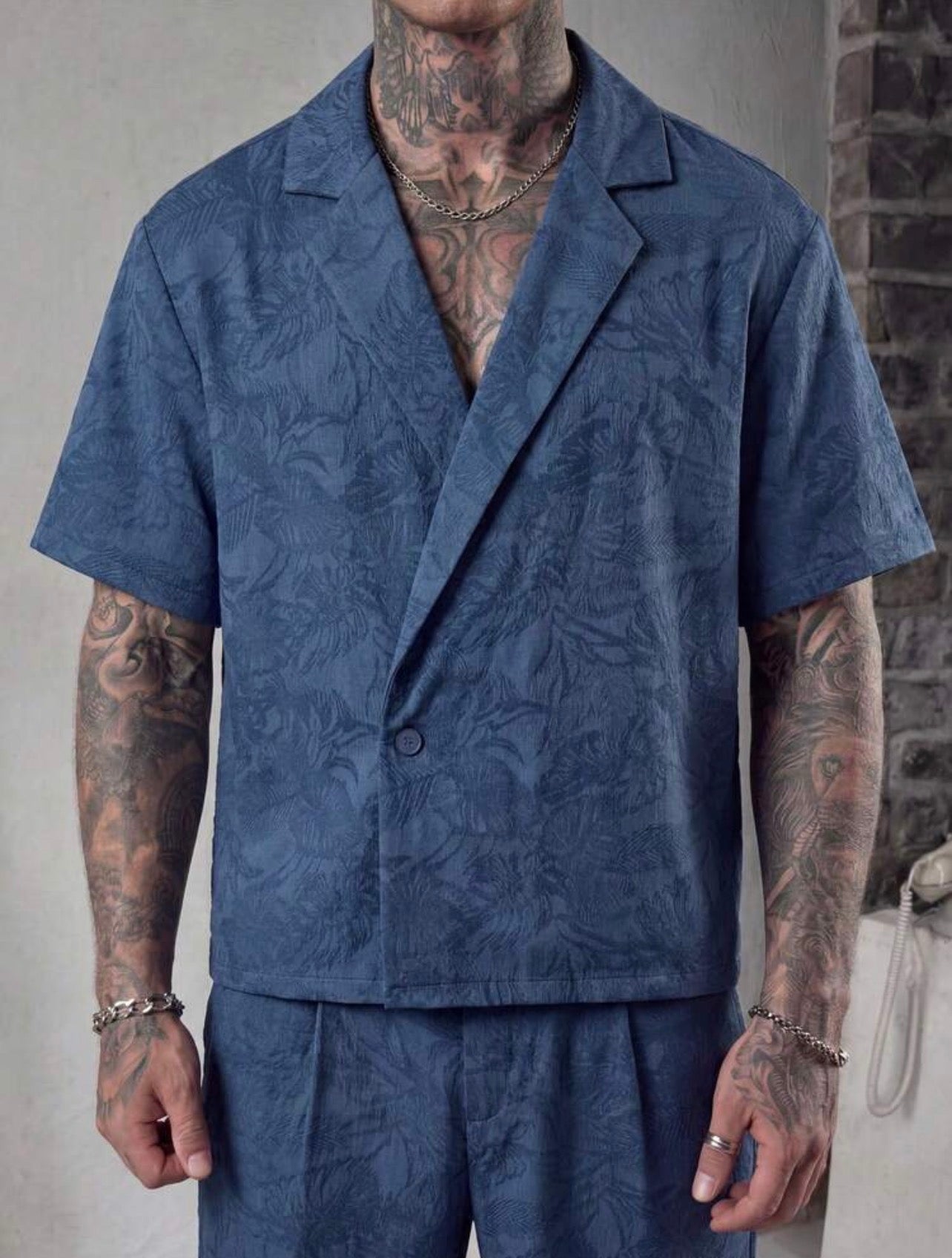 Men’s Drop Shoulder Short Sleeve Shirt Two-Piece Set – Casual Loose Fit Co-Ord