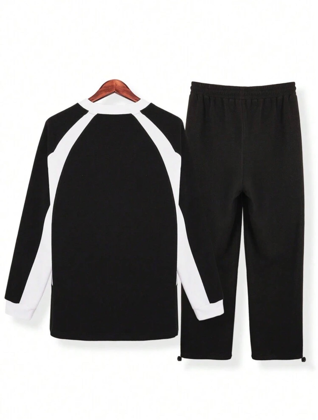 Men’s Letter Print Colorblock Sweatshirt & Joggers Two-Piece Tracksuit Set – Casual Streetwear Outfit