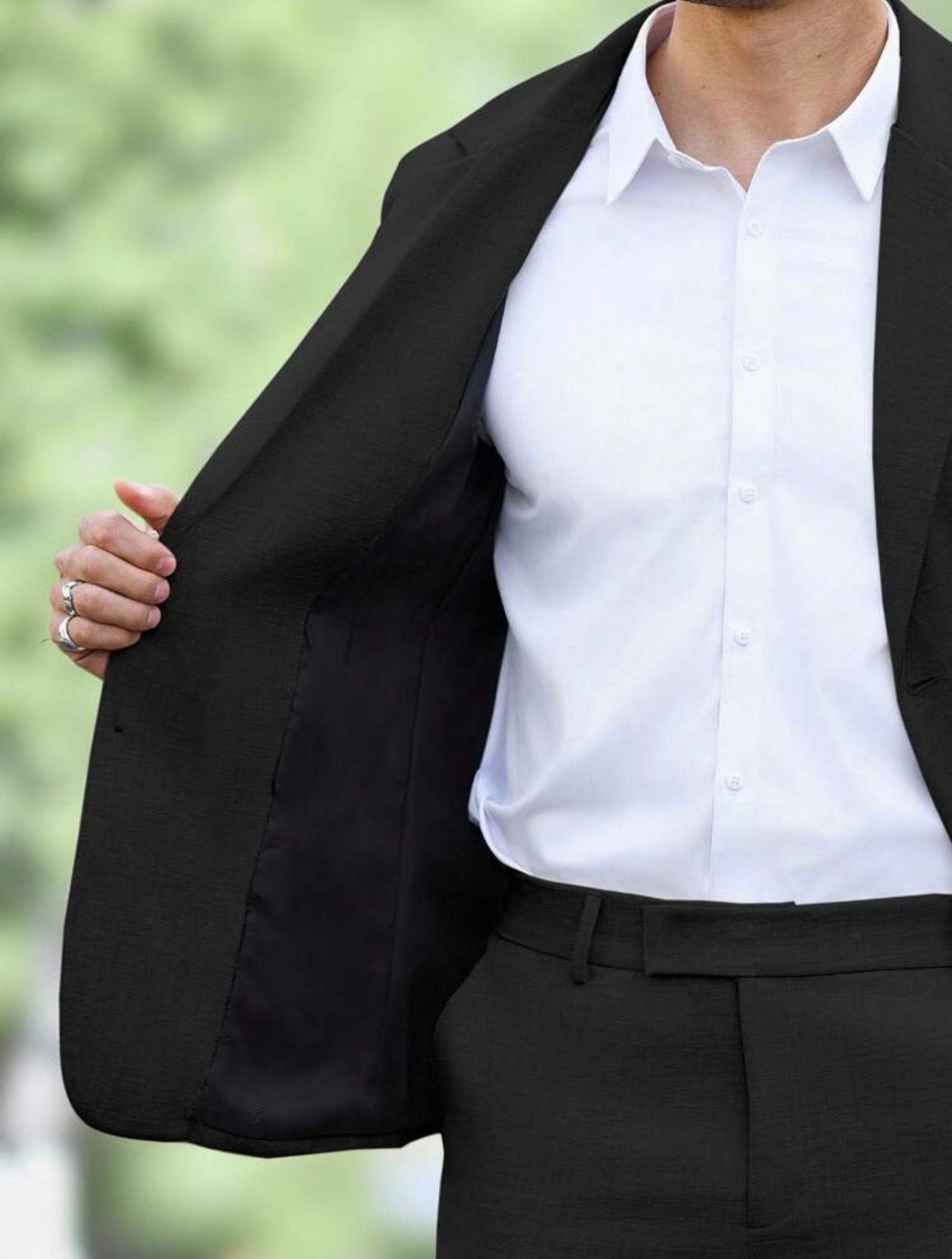Men’s Solid Color Business Suit Set – Blazer & Pants Two-Piece Formal Outfit