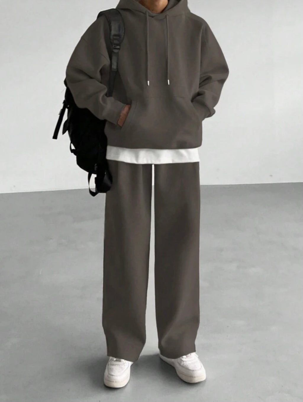 Men’s Solid Color Hooded Sweatshirt & Casual Pants Two-Piece Set – Fall/Winter Outfit