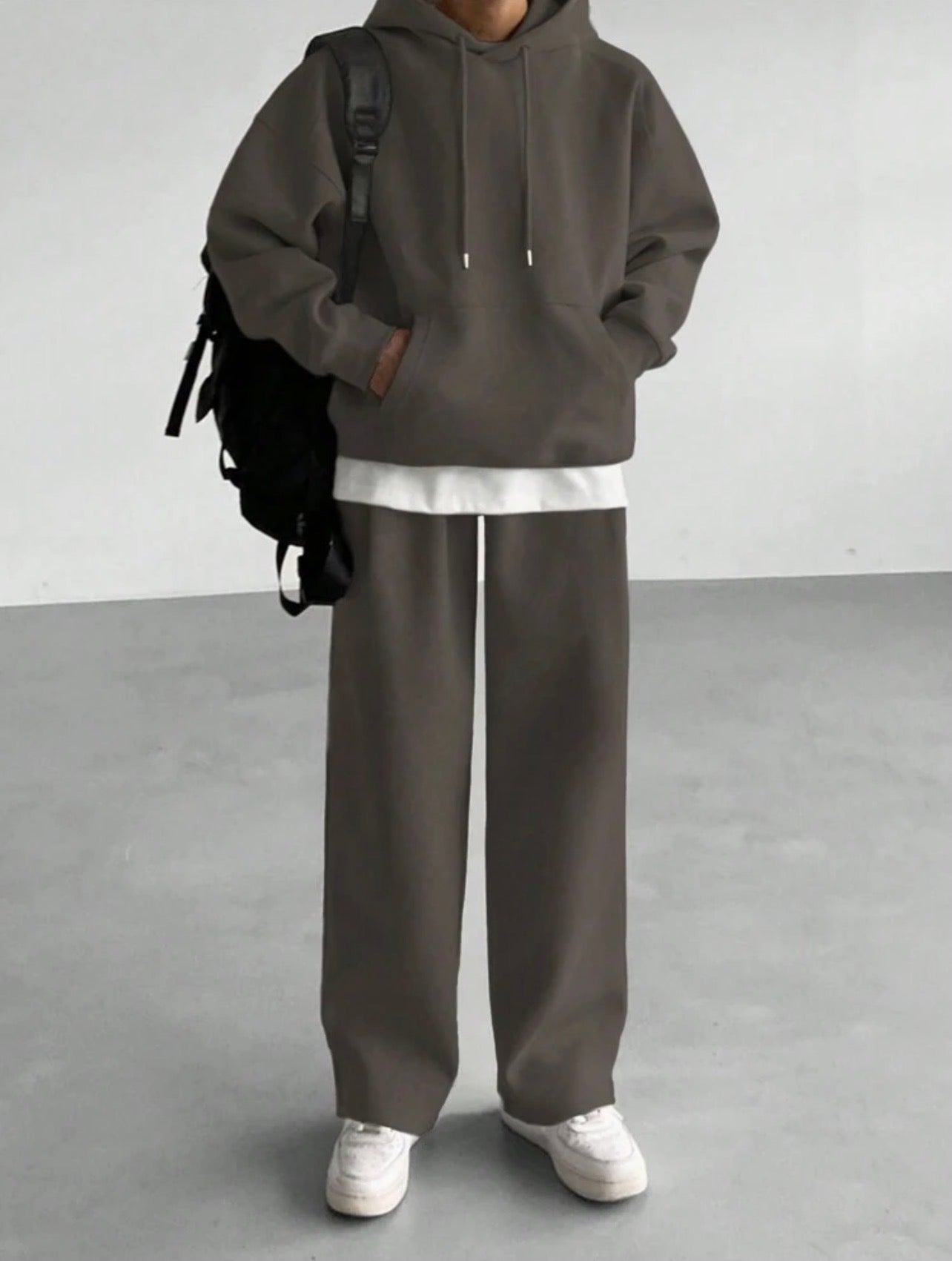 Men’s Solid Color Hooded Sweatshirt & Casual Pants Two-Piece Set – Fall/Winter Outfit