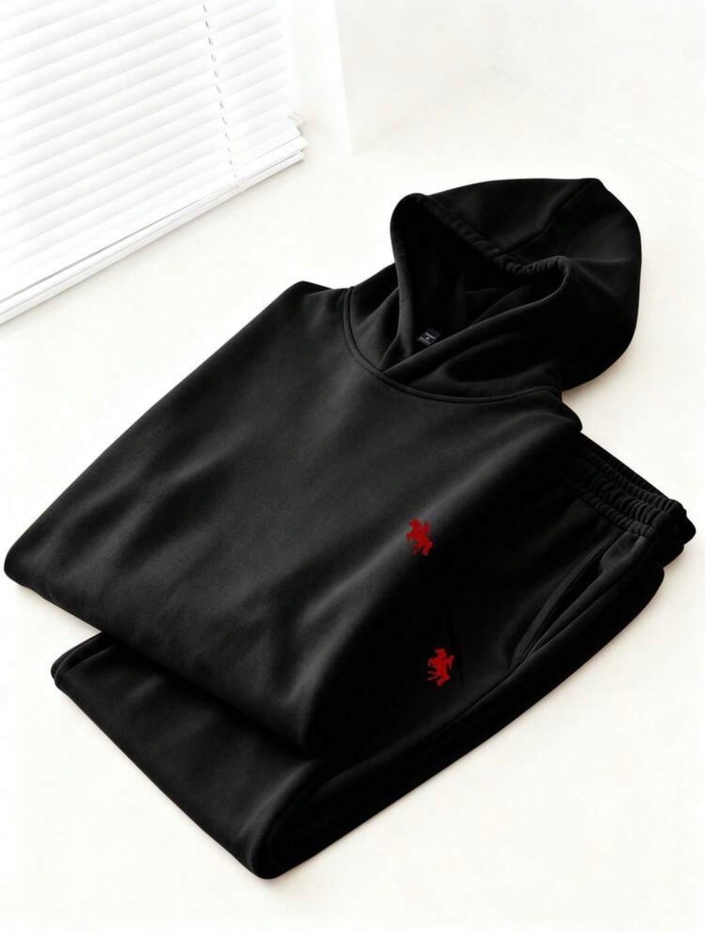 Men’s Horse Logo Hoodie & Sweatpants Two-Piece Sportswear Set – Casual Autumn Outfit