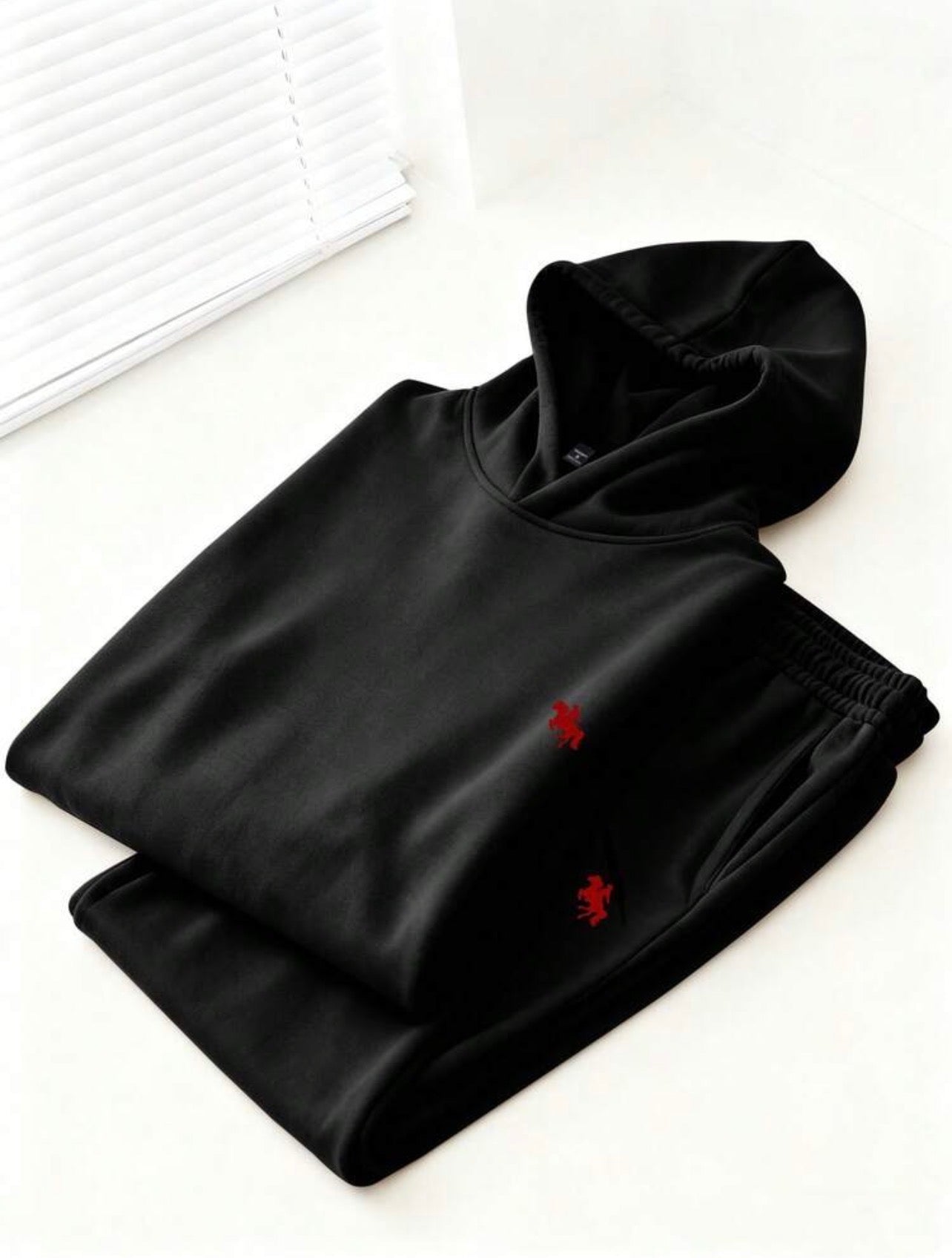 Men’s Horse Logo Hoodie & Sweatpants Two-Piece Sportswear Set – Casual Autumn Outfit