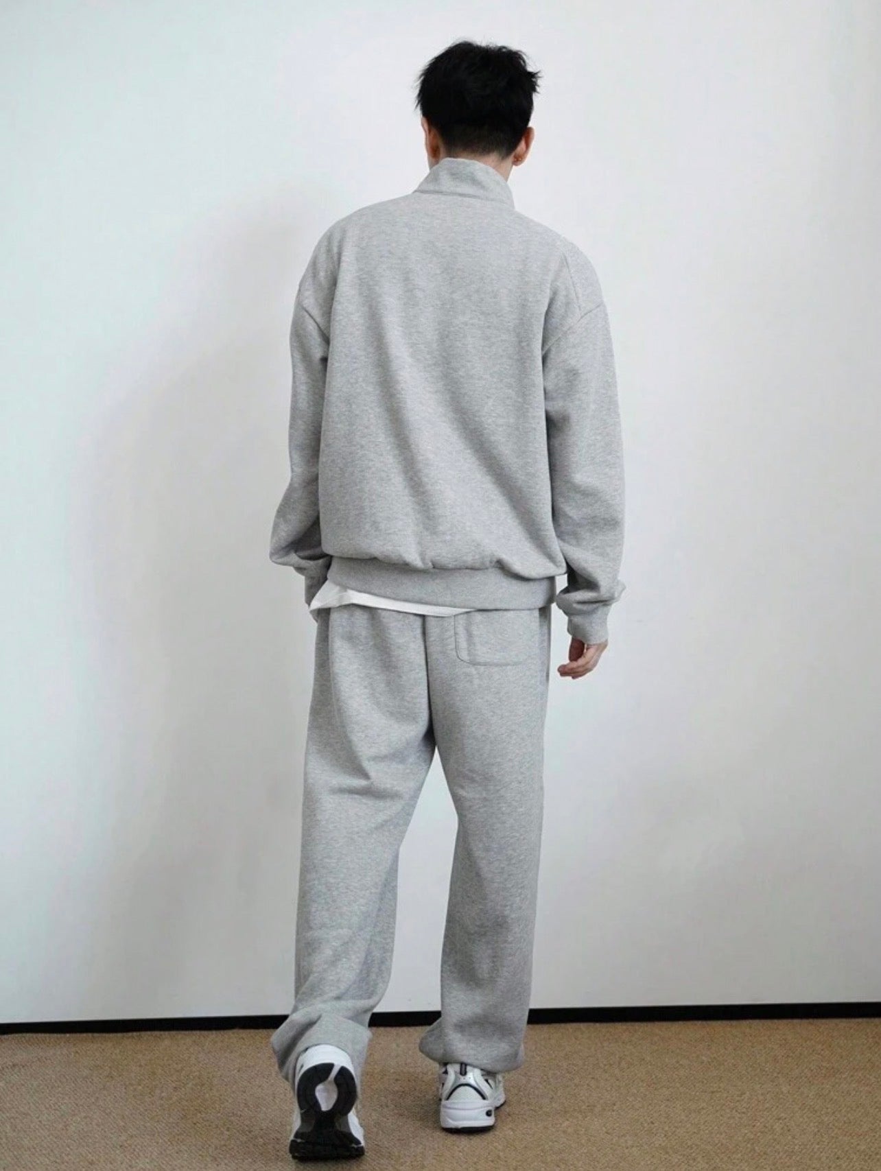 Men’s Solid Color Zip Pullover & Loose Sweatpants Two-Piece Tracksuit Set – Casual Autumn Outfit
