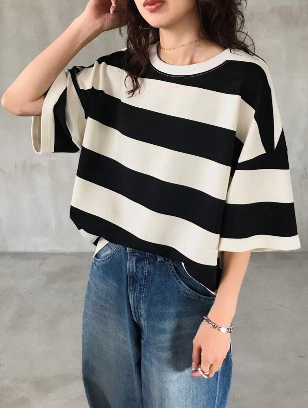Women’s Striped Polo Neck Short Sleeve Loose Fit T-Shirt – Casual Summer Top