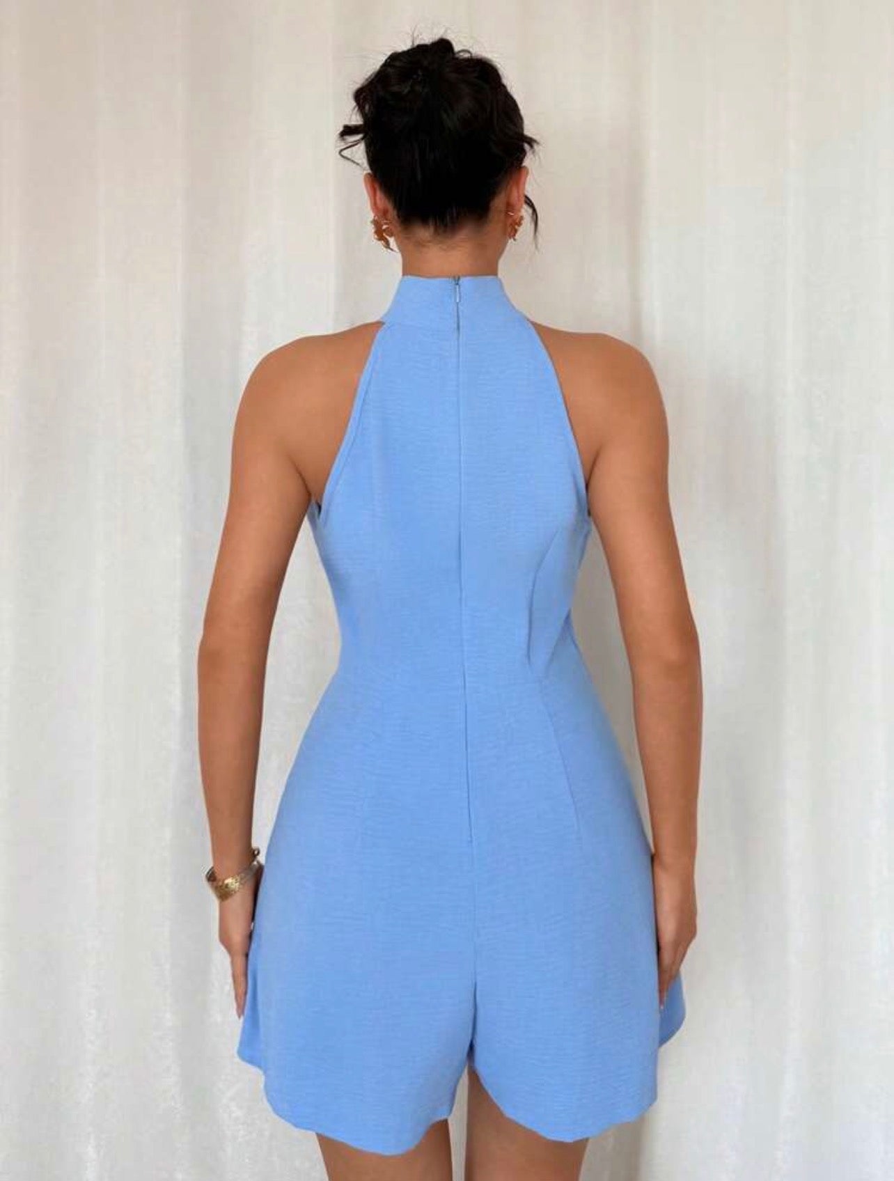 Women’s Stand Collar Backless Asymmetrical Sexy Romper