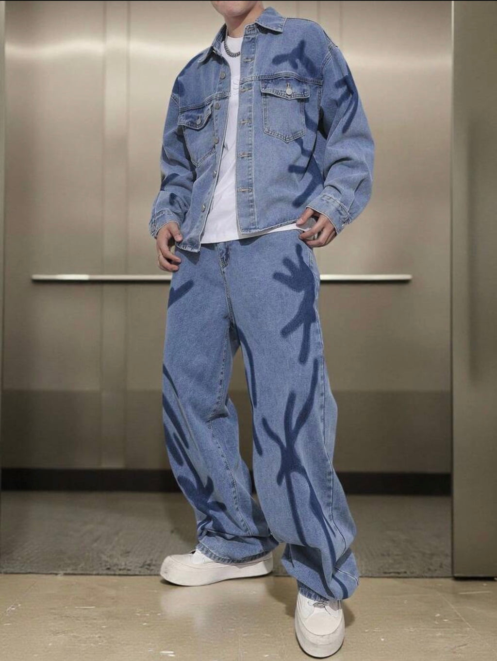 Men’s Denim Jeans Set – Baggy Fit Streetwear Outfit