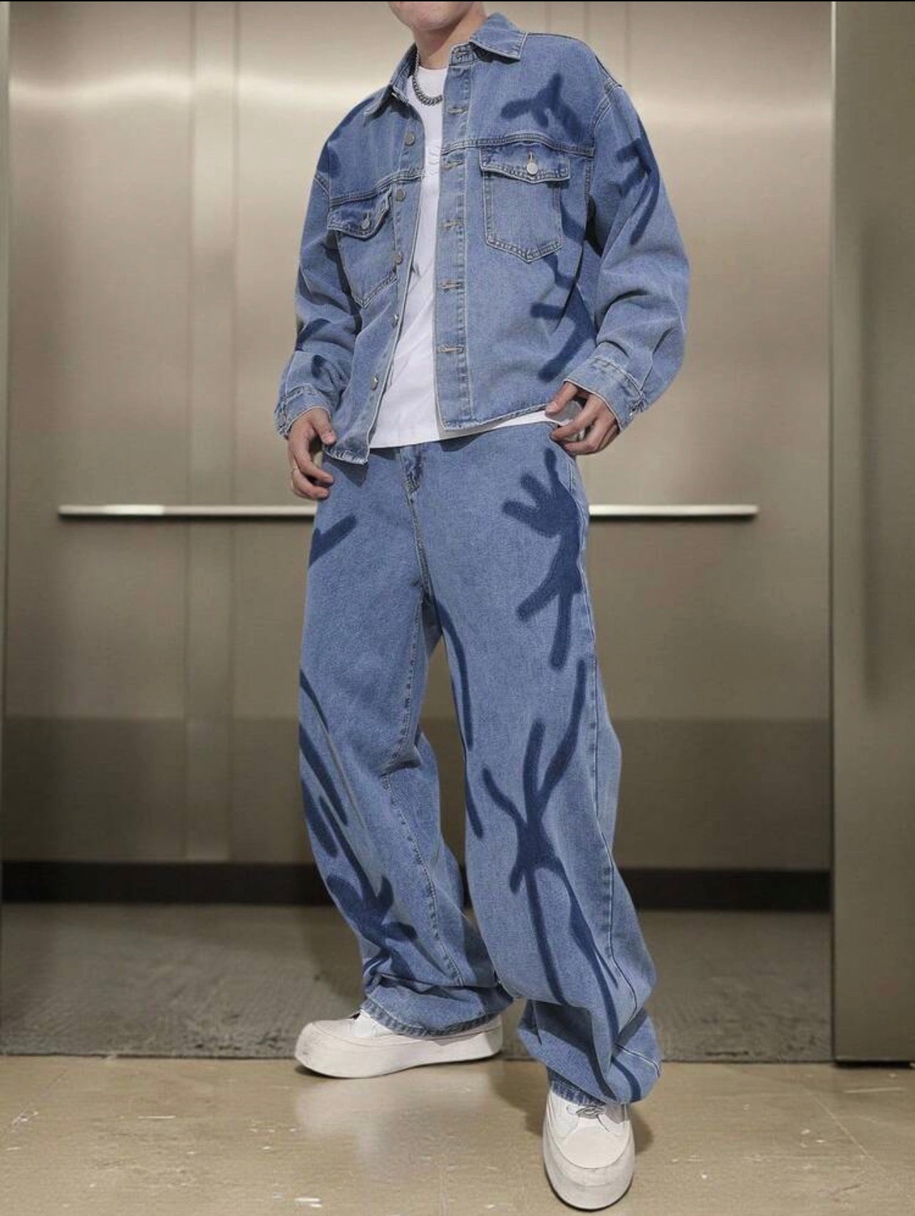 Men’s Denim Jeans Set – Baggy Fit Streetwear Outfit