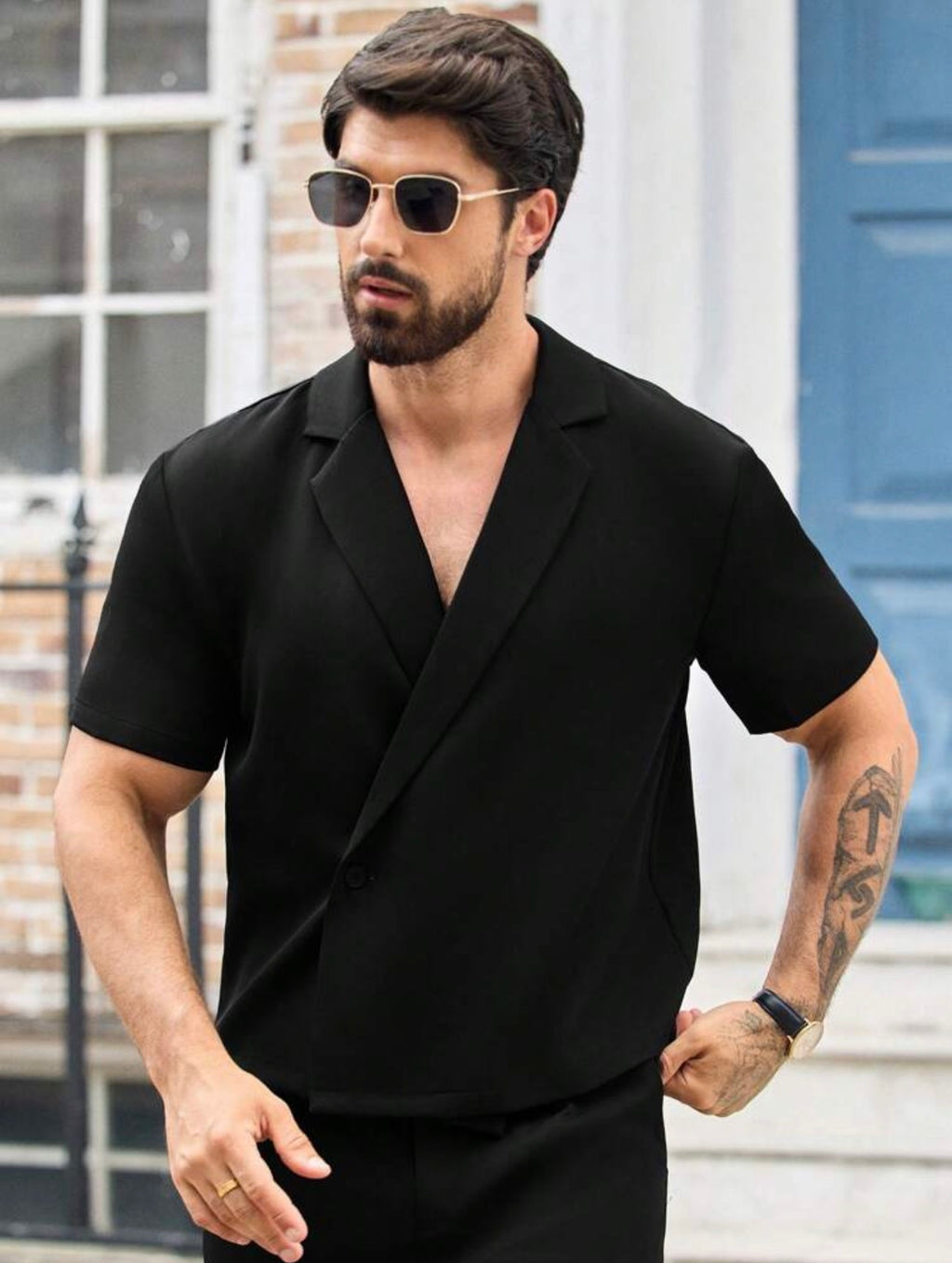 Men’s Drop Shoulder Short Sleeve Shirt Two-Piece Set – Casual Loose Fit Co-Ord