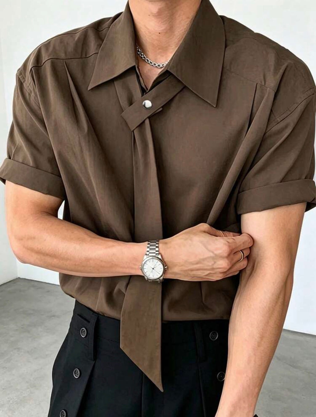 Men’s Solid Color Minimalist Short Sleeve Casual Top – Basic T-Shirt