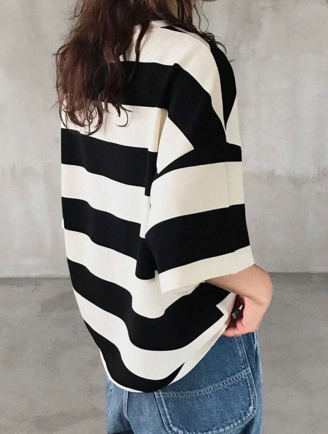 Women’s Striped Polo Neck Short Sleeve Loose Fit T-Shirt – Casual Summer Top