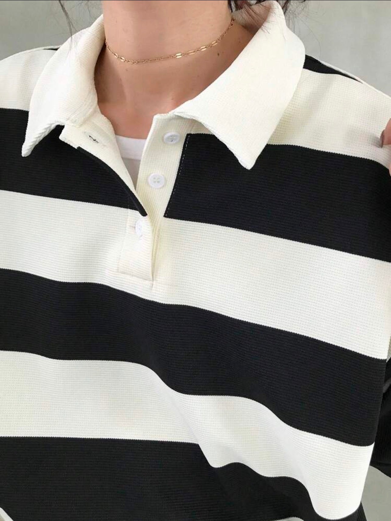 Women’s Striped Polo Neck Short Sleeve Loose Fit T-Shirt – Casual Summer Top