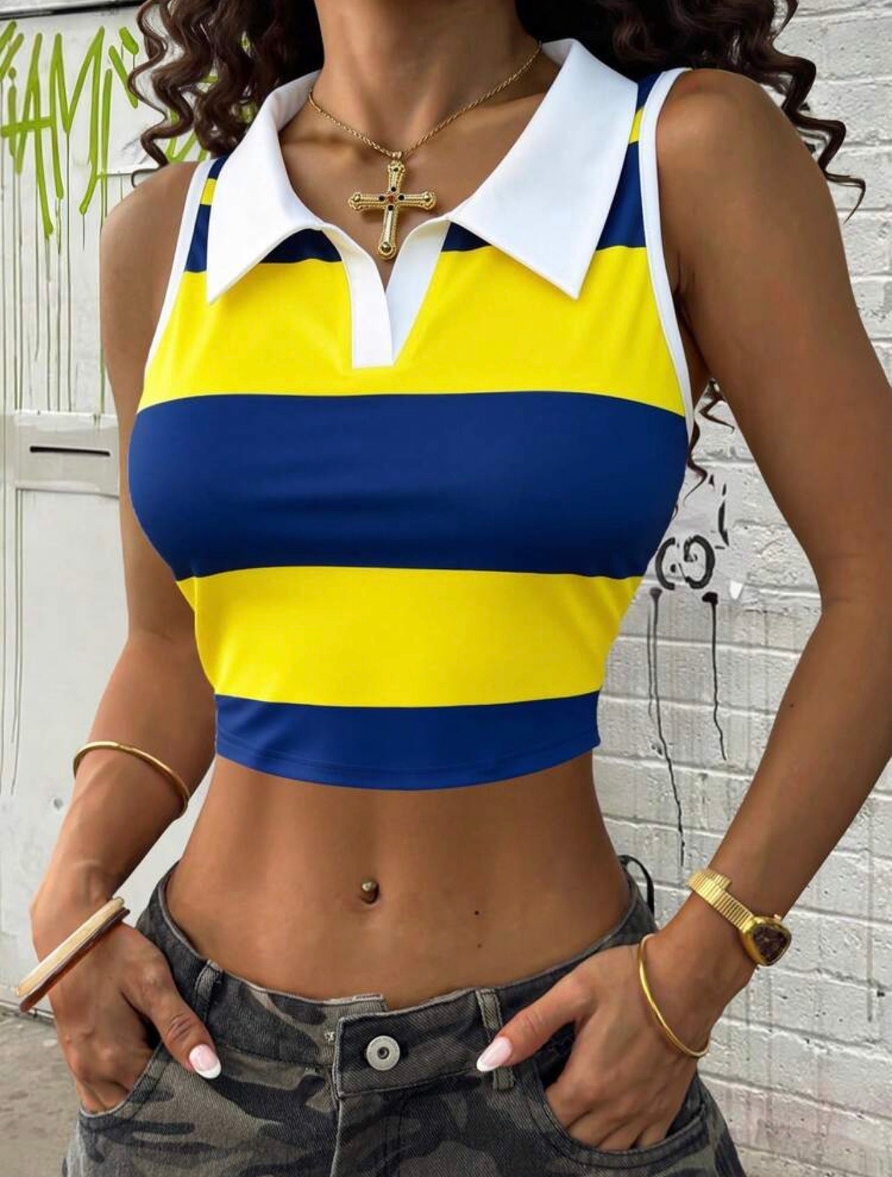 Women’s Colorful Striped Fitted Camisole Top – Casual Sleeveless Tank