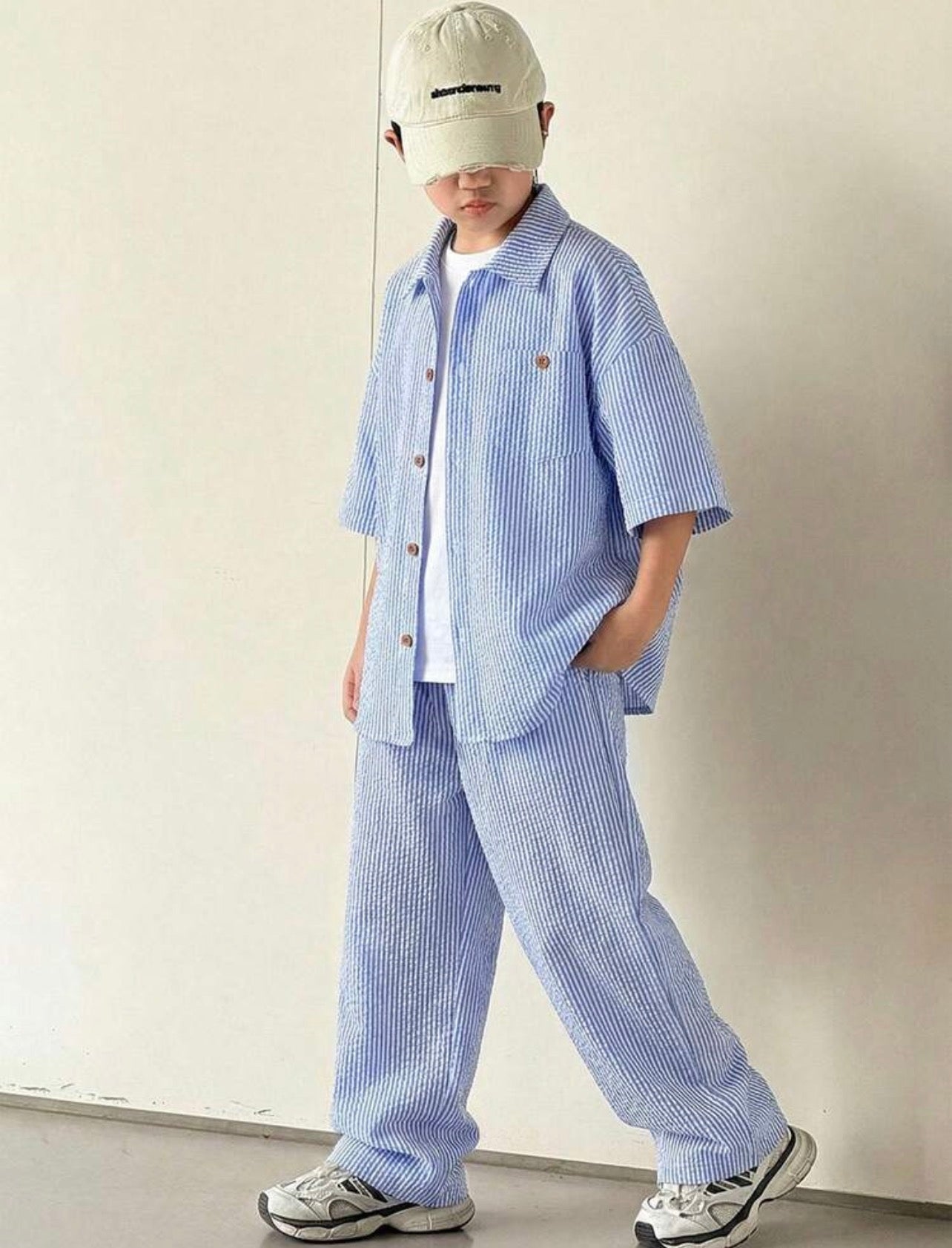 Kids & Tween Boys Striped Polo Collar Short Sleeve Shirt & Pants Casual Set