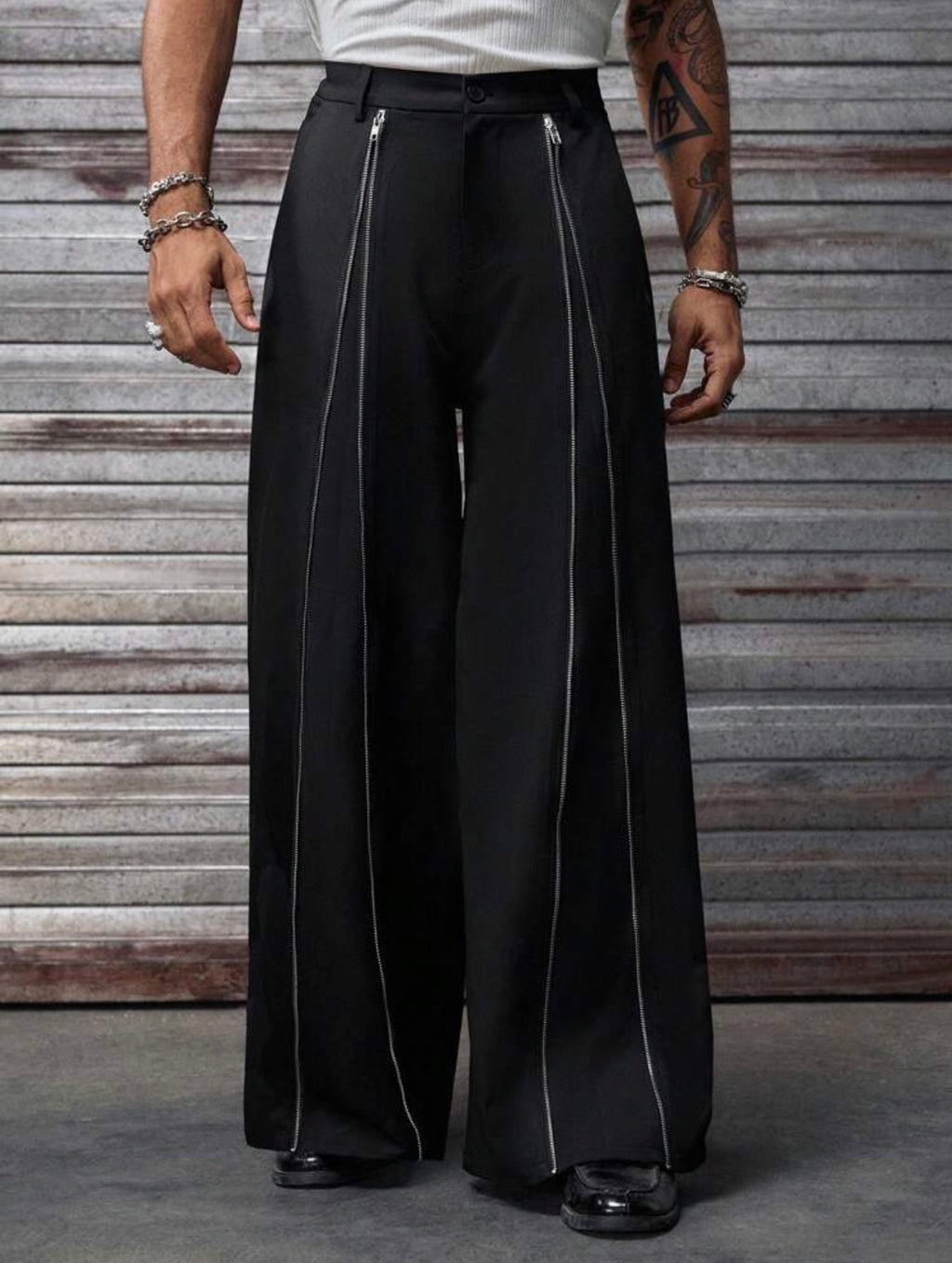 Men’s Zip Decor Loose Wide-Leg Pants – Casual Street Fashion Trousers