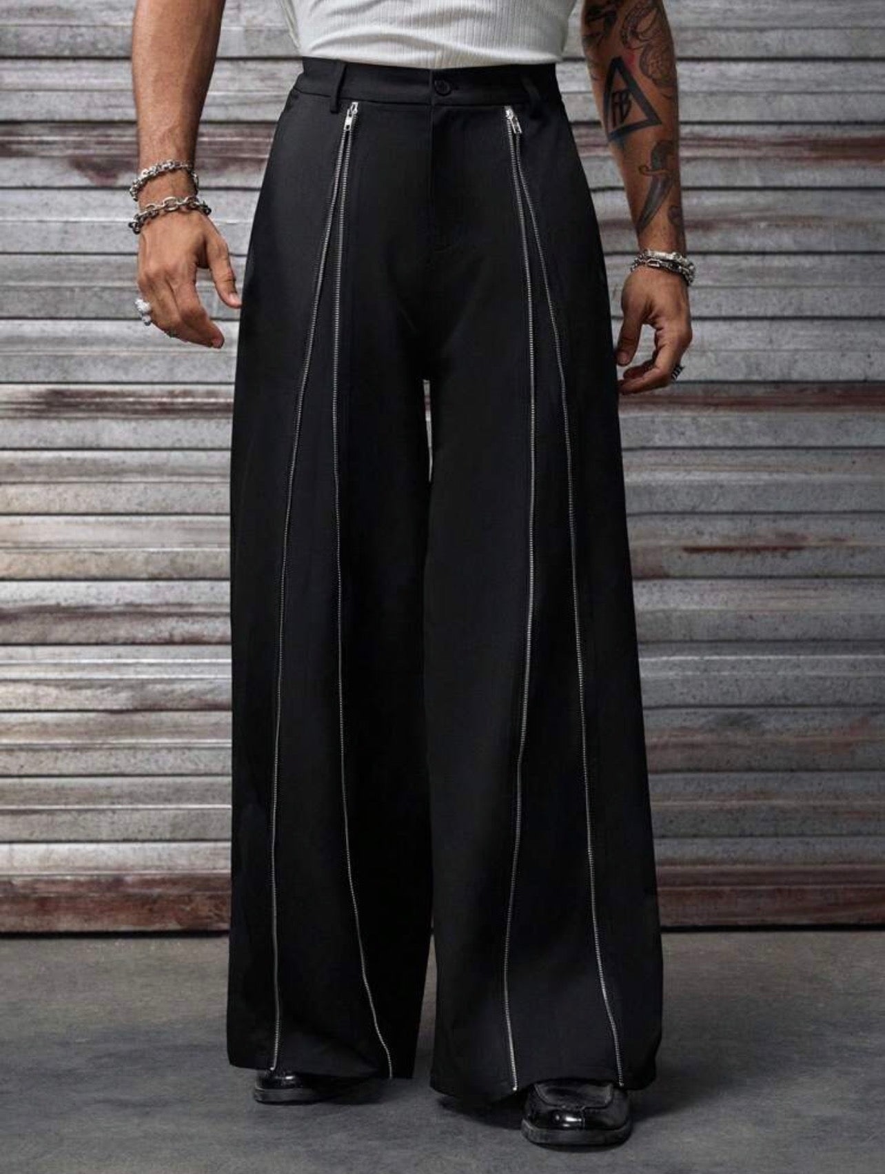 Men’s Zip Decor Loose Wide-Leg Pants – Casual Street Fashion Trousers