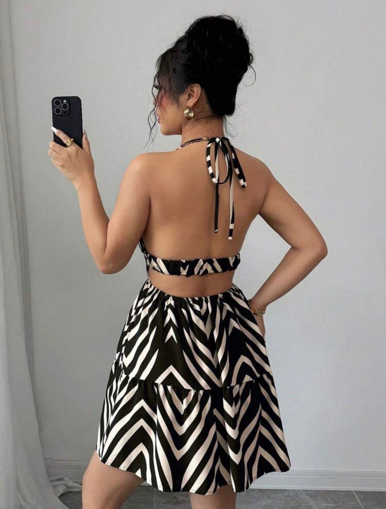Elenzga Women’s Bohemian Print Spaghetti Strap Backless Vacation Dress