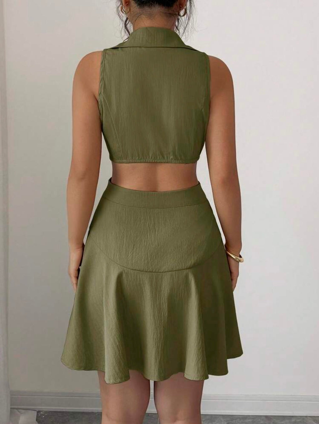Women’s Double-Breasted Sleeveless Cropped Dress – Casual Summer Commuter Style
