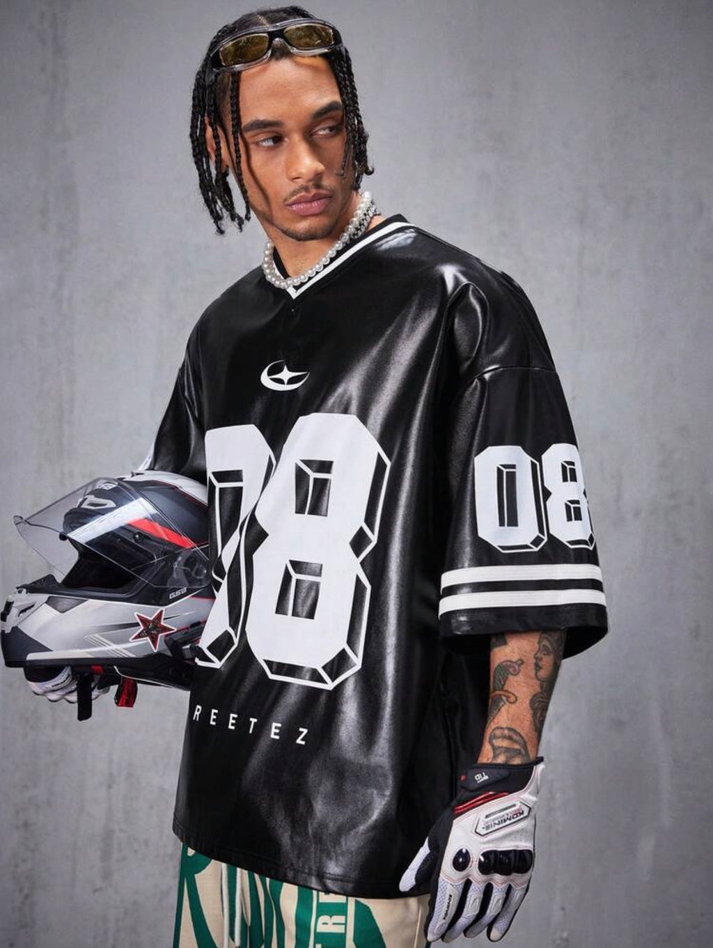 Men’s Loose Fit V-Neck Numeric Print Basketball Jersey Style Short Sleeve T-Shirt – Streetwear Top
