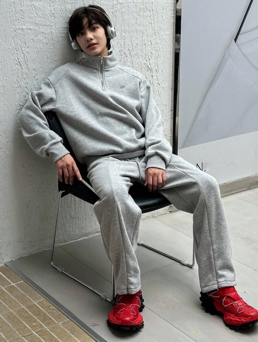 Men’s Solid Color Zip Pullover & Loose Sweatpants Two-Piece Tracksuit Set – Casual Autumn Outfit