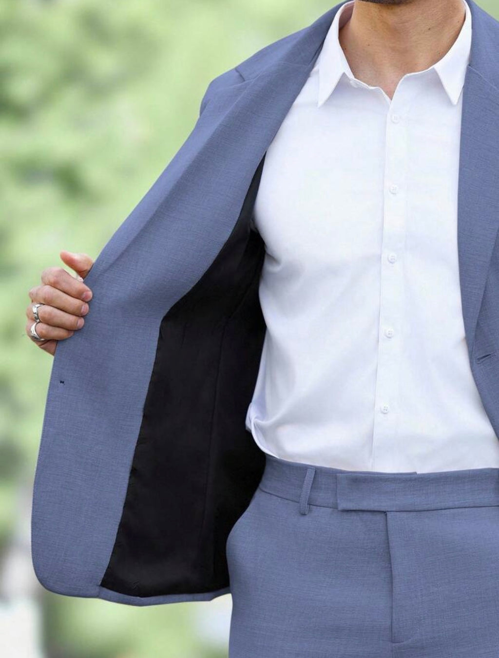 Men’s Solid Color Business Suit Set – Blazer & Pants Two-Piece Formal Outfit