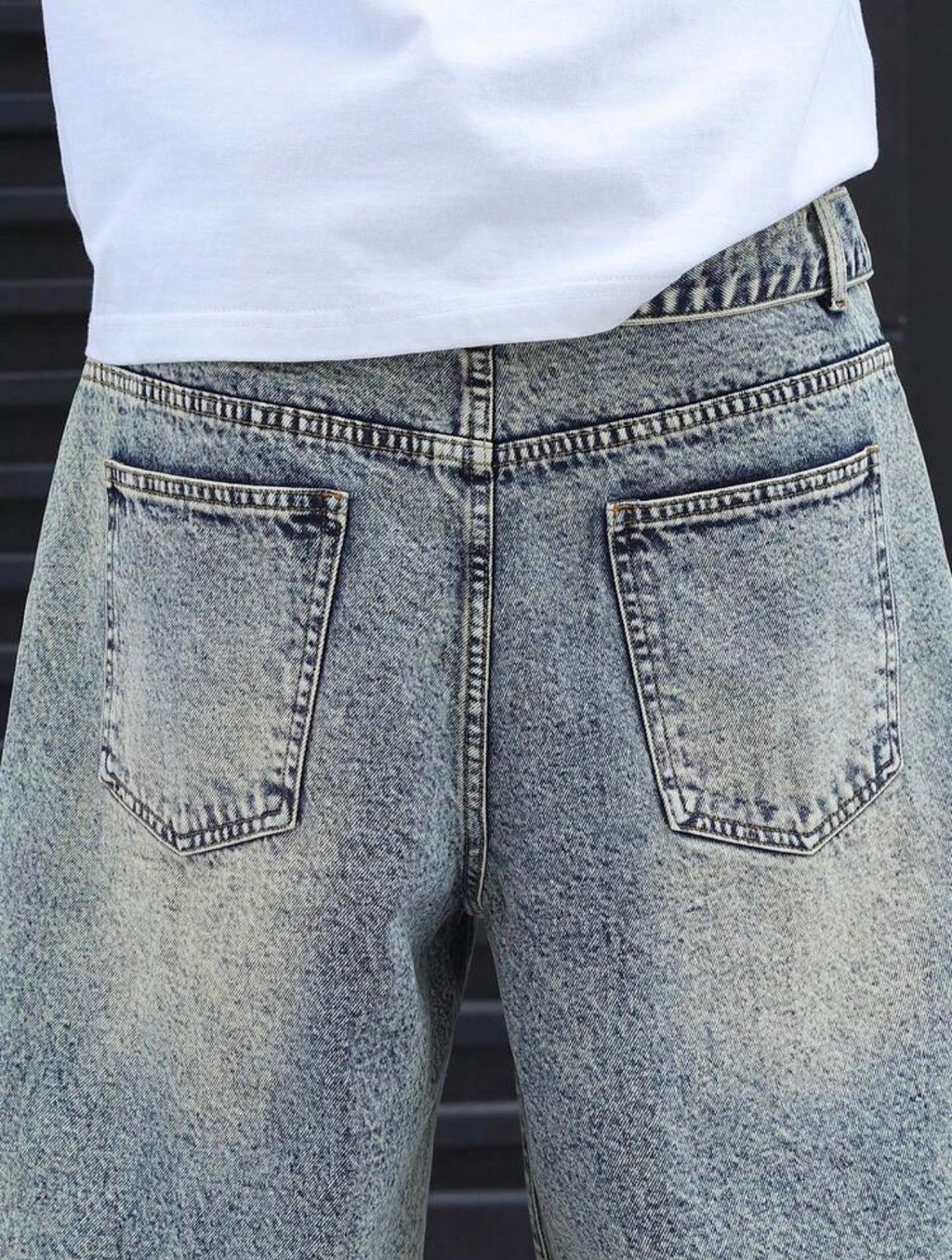 Men’s Distressed Waist Belt Wide Leg Denim Shorts – Casual Streetwear Bottoms