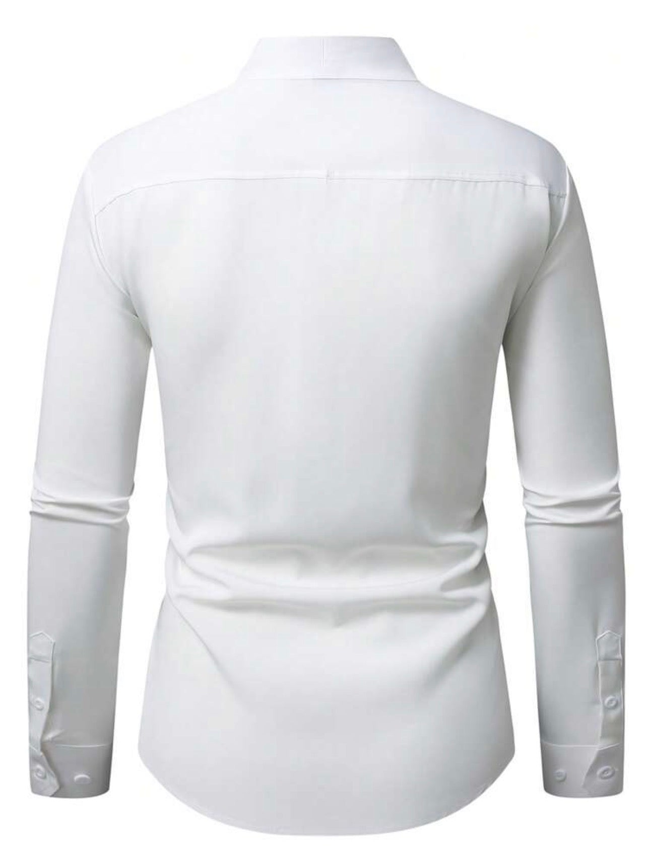 Men’s Solid Color Button-Front Long Sleeve Casual Business Shirt – Zip Detail Formal Style Top