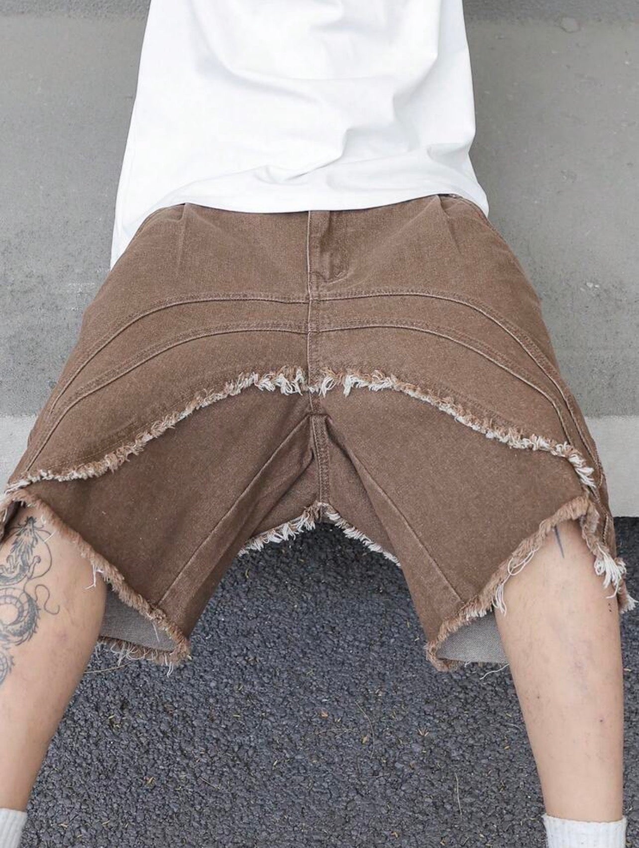 Men’s Distressed Wide Leg Jeans – Fashion Streetwear Denim Shorts
