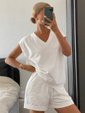 Women’s Solid Color Sleeveless Top & Shorts Two-Piece Loungewear Set
