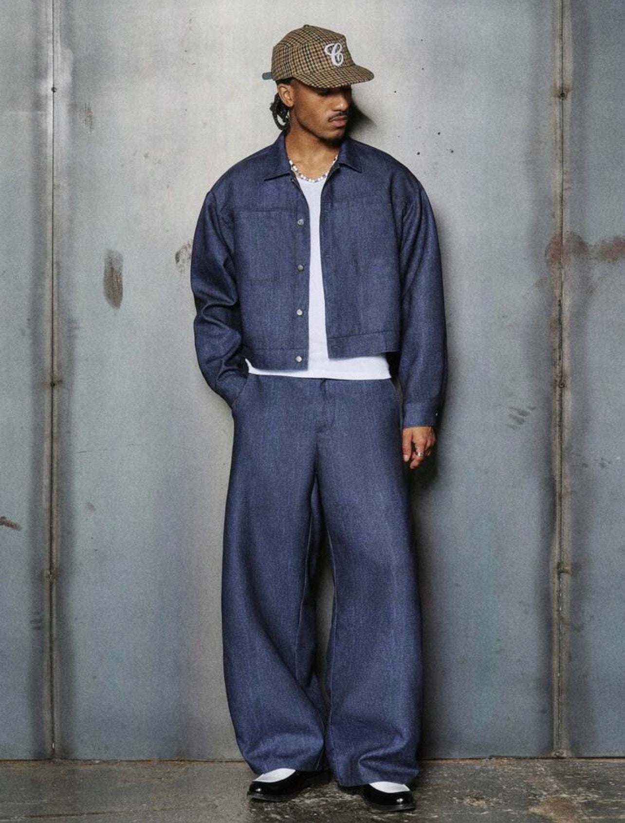 Men’s Long Sleeve Single-Breasted Shirt & Wide-Leg Pants Two-Piece Casual Suit