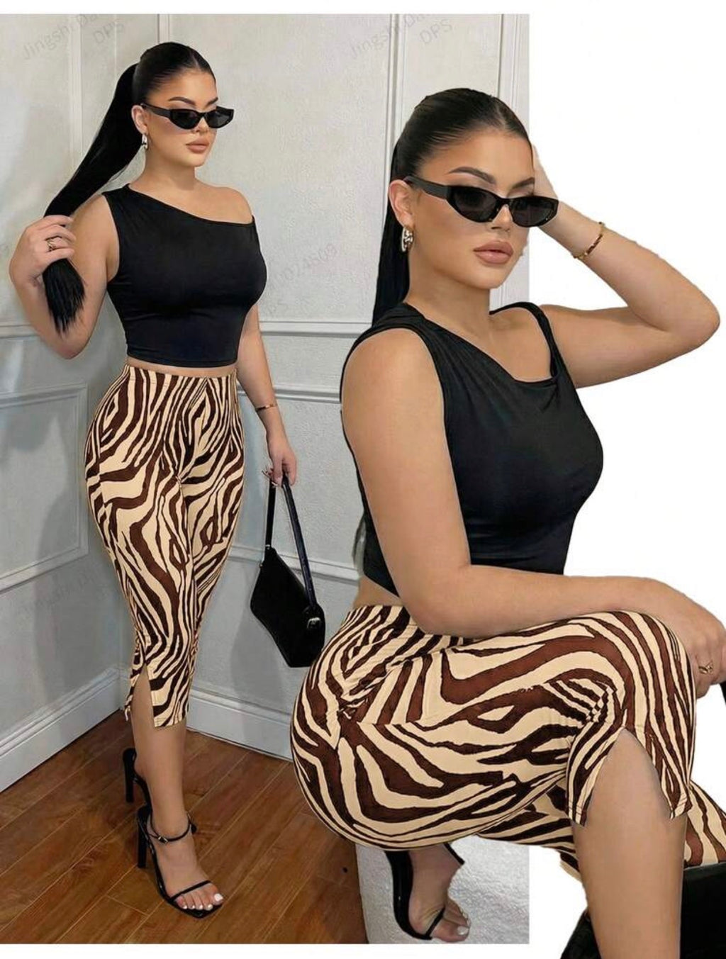 Women’s High Waist Skinny Split Hem Cropped Leggings – Casual Versatile Capris