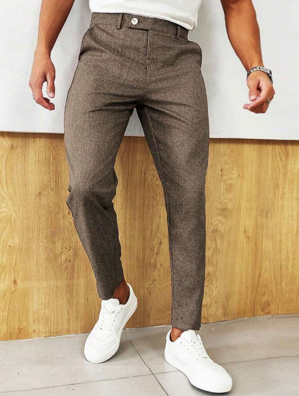 Men’s Minimalist Tapered Suit Pants – Casual Commuter Formal Trousers