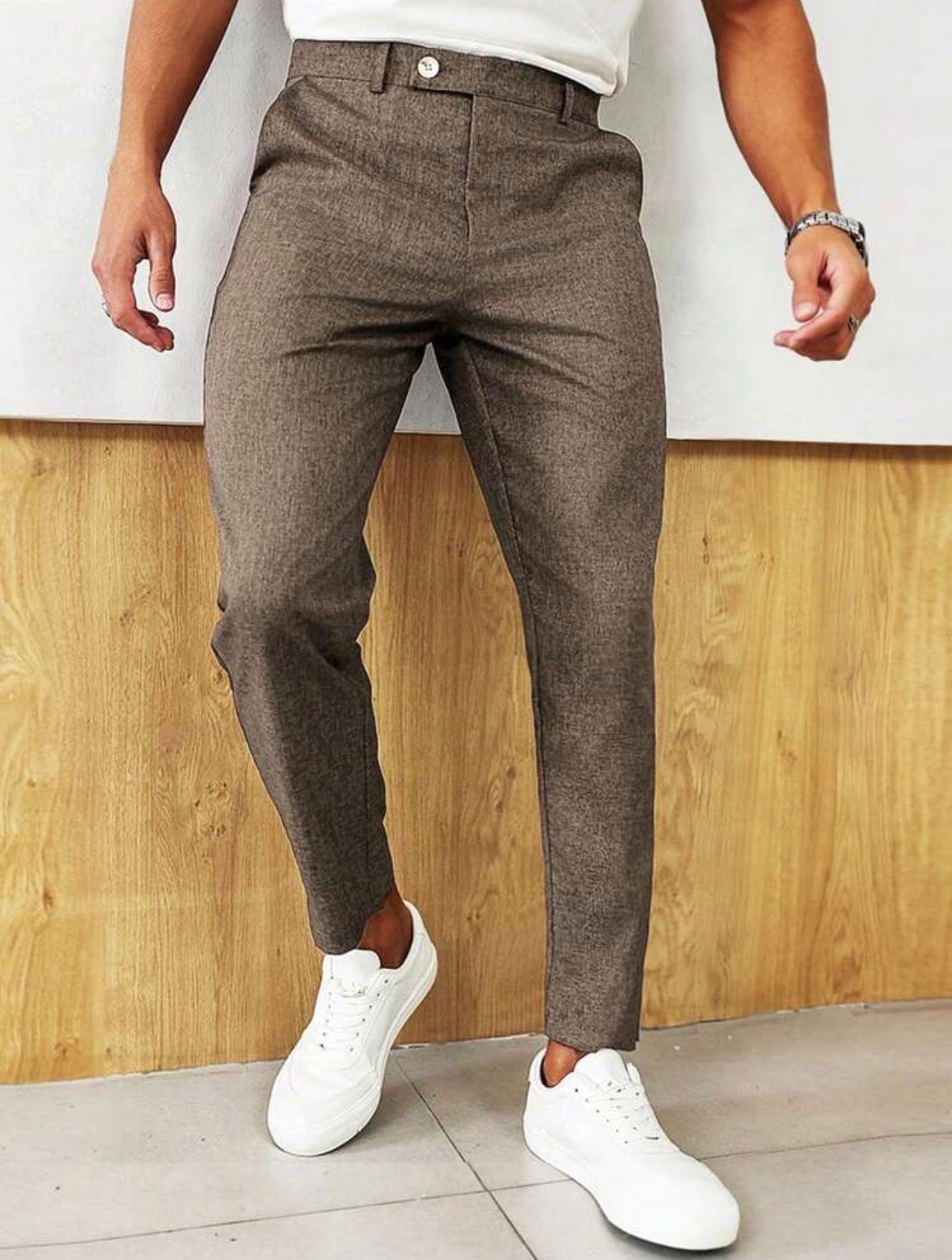Men’s Minimalist Tapered Suit Pants – Casual Commuter Formal Trousers