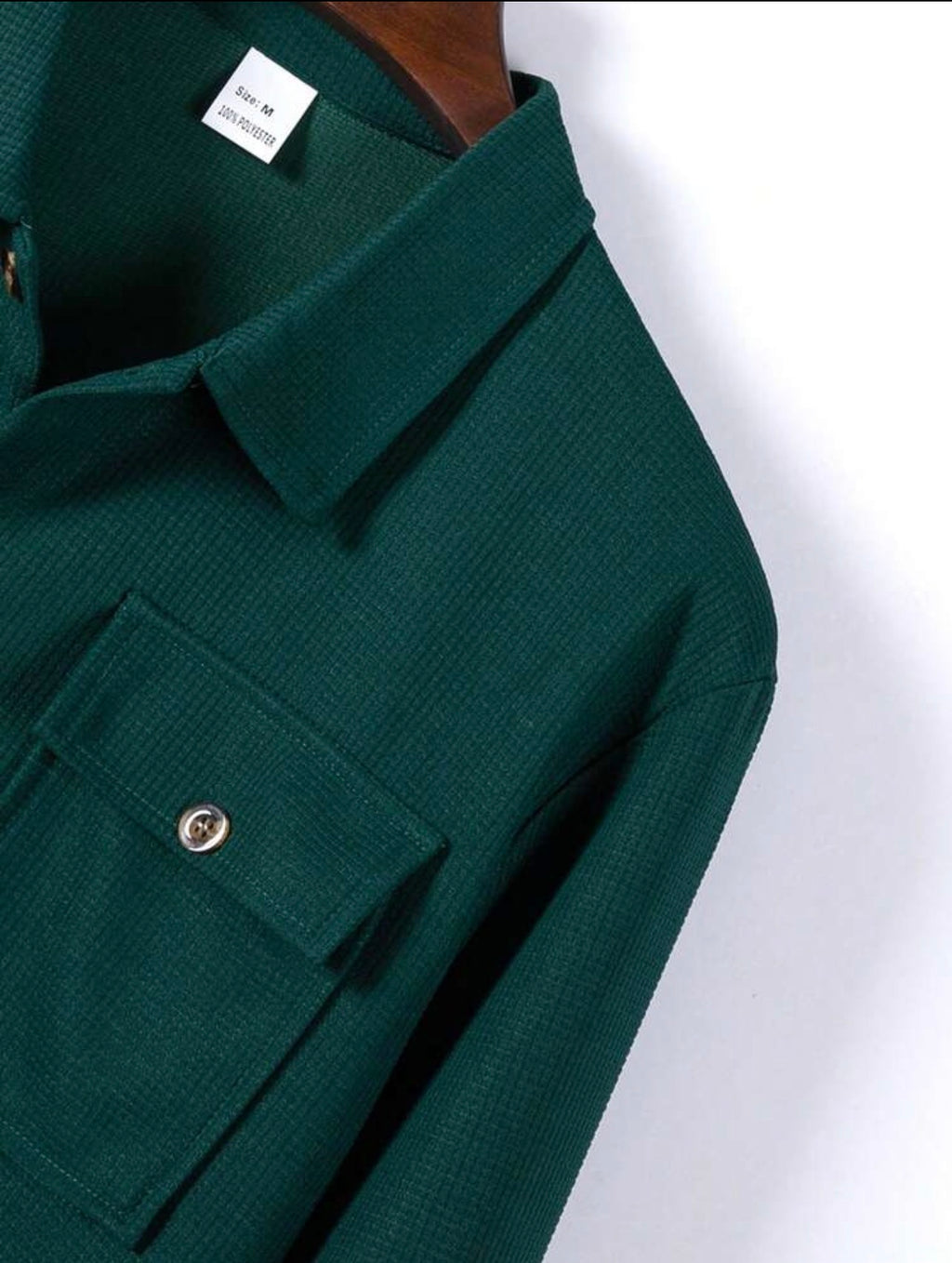 Men’s Solid Color Collared Shirt with Pockets & Pants Two-Piece Casual Set – Leisure Outfit
