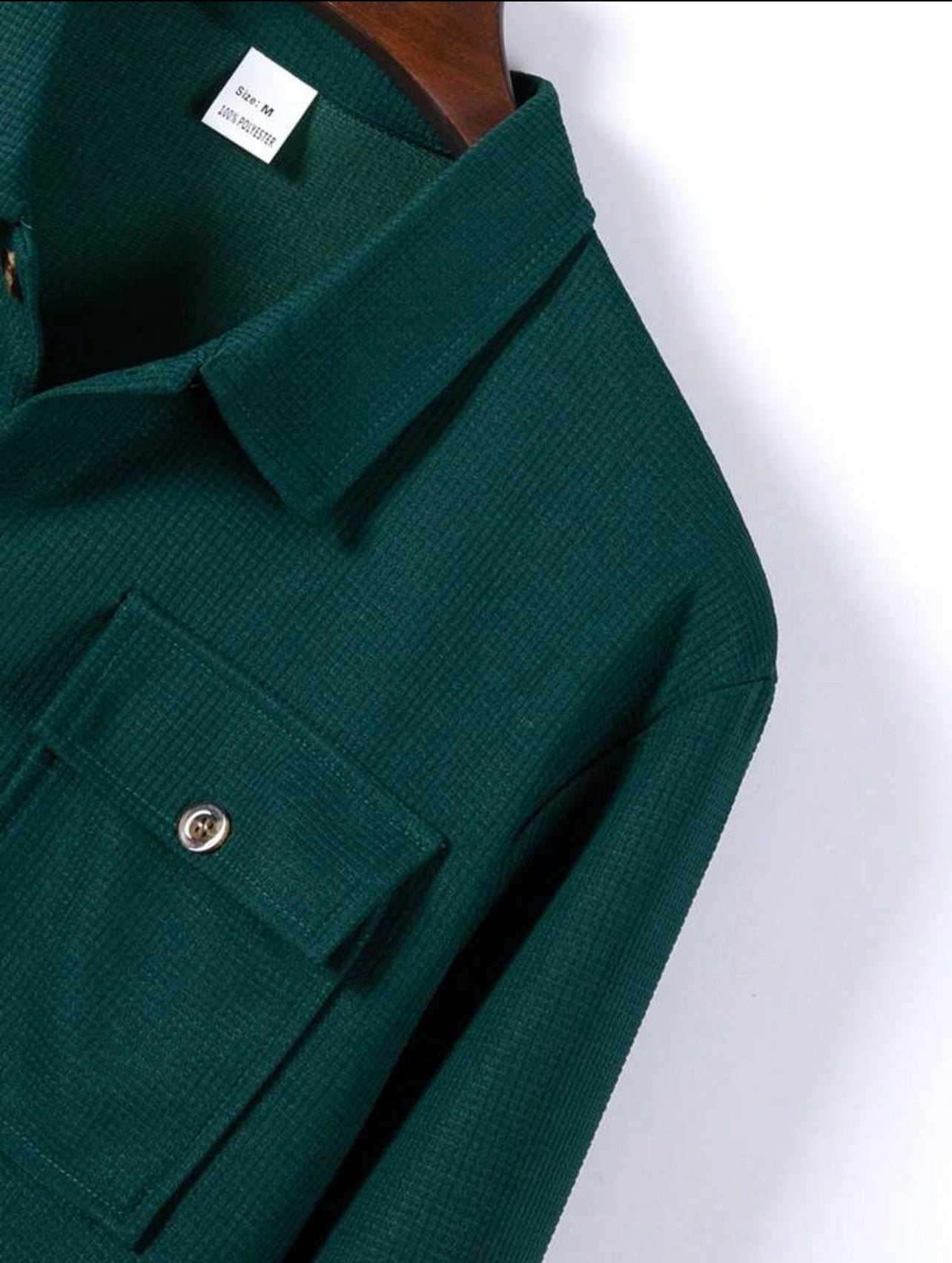 Men’s Solid Color Collared Shirt with Pockets & Pants Two-Piece Casual Set – Leisure Outfit