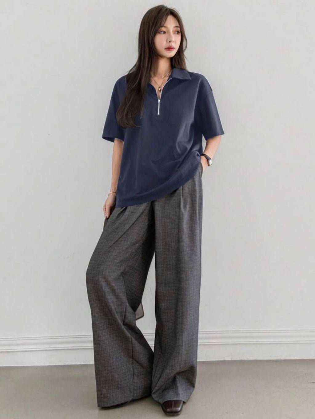 Women’s Polo Collar Partial Button Short Sleeve T-Shirt – Casual Business Style