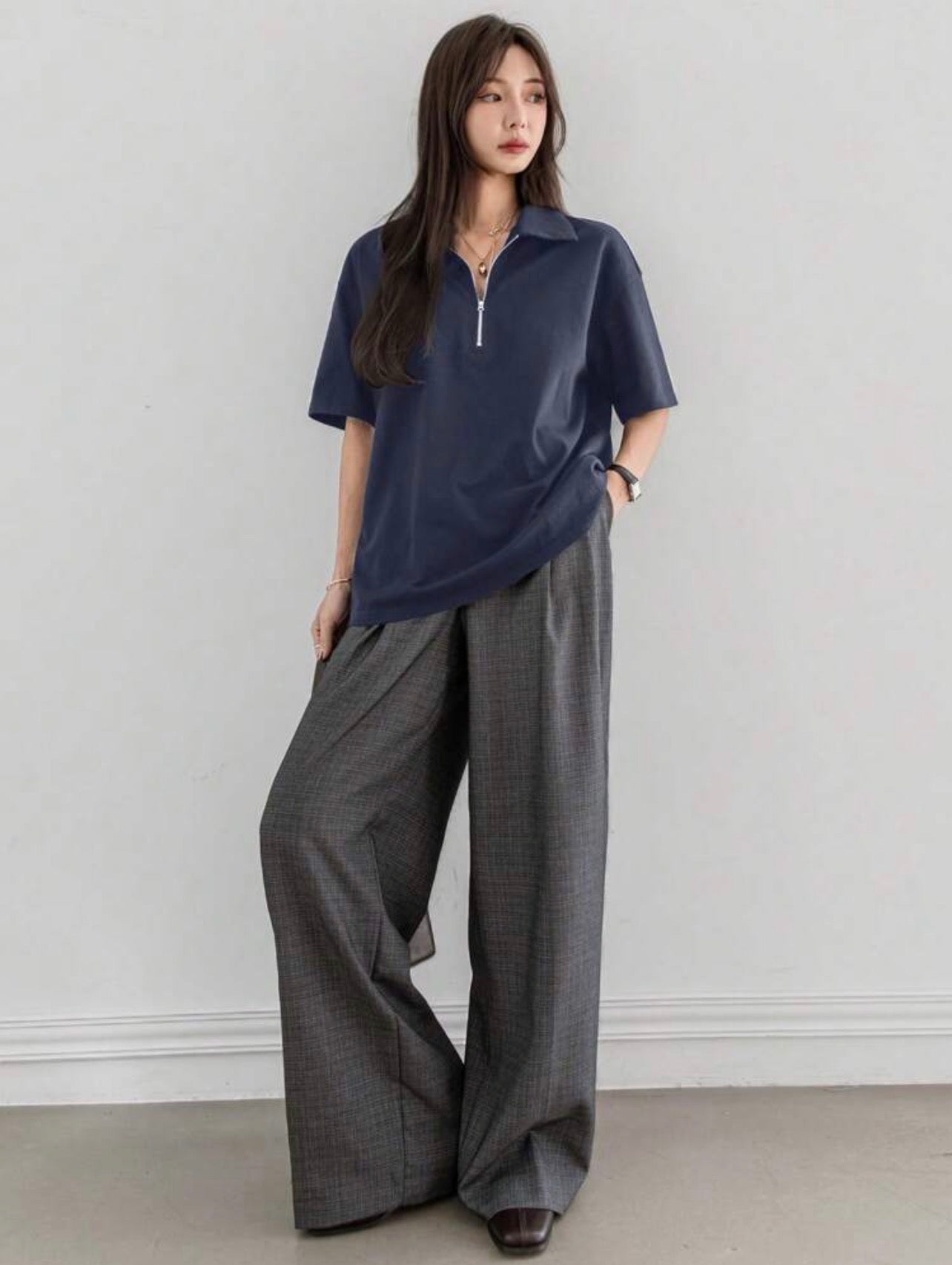 Women’s Polo Collar Partial Button Short Sleeve T-Shirt – Casual Business Style