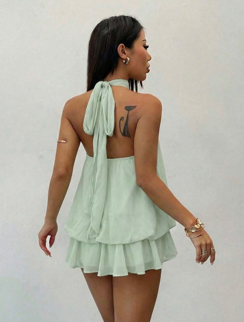 Elegant Sleeveless Tie-Neck Mini Dress for Women – Chic Party & Casual Wear Dress