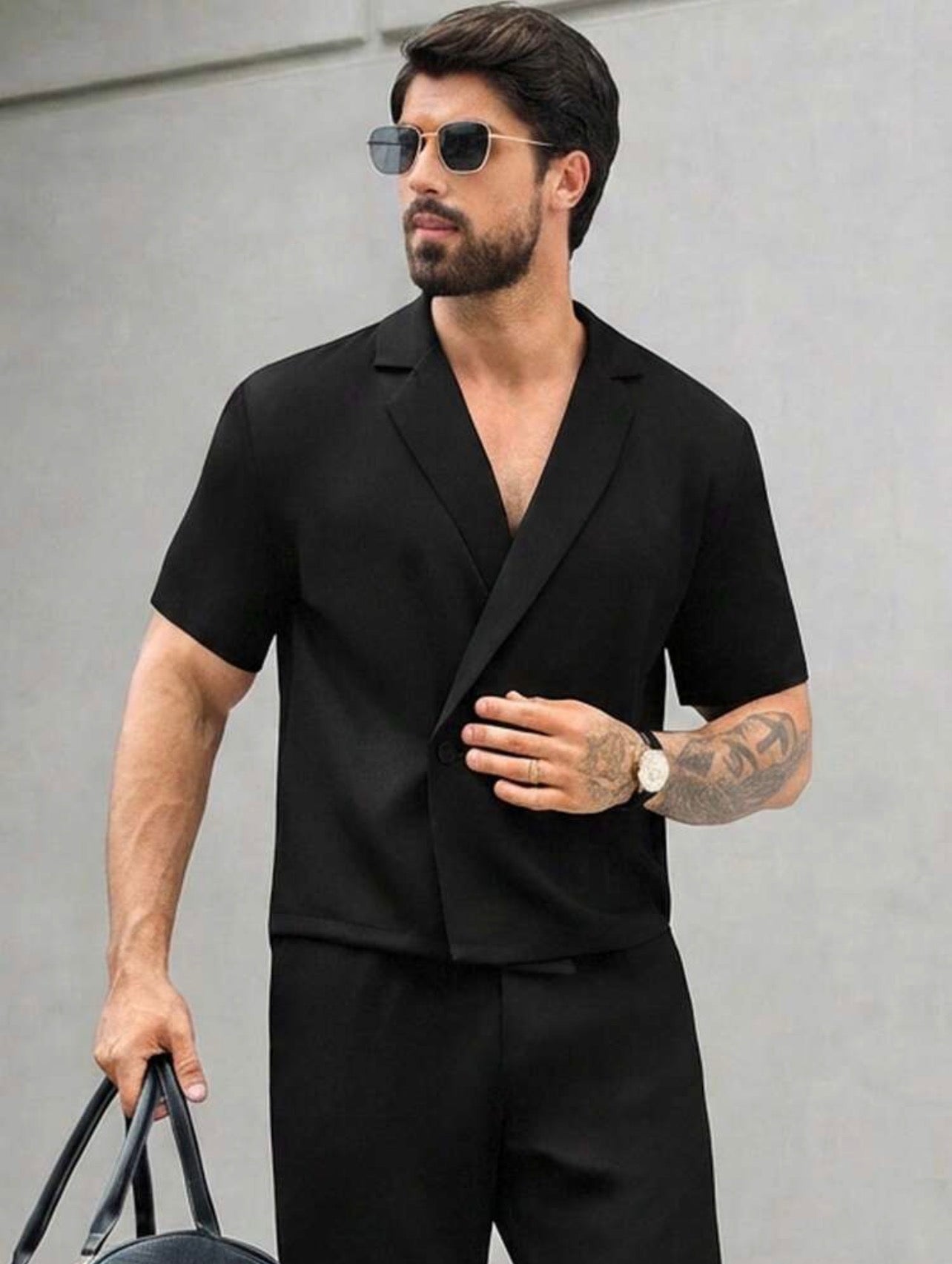 Men’s Drop Shoulder Short Sleeve Shirt Two-Piece Set – Casual Loose Fit Co-Ord