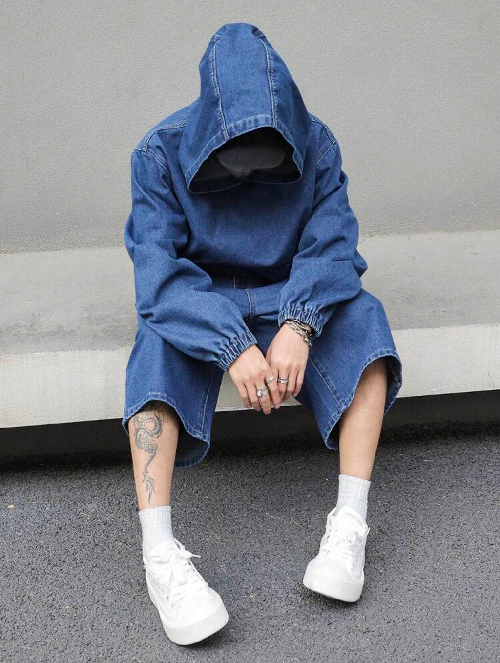Men’s Hooded Denim Top & Denim Pants Two-Piece Set – Casual Streetwear Outfit