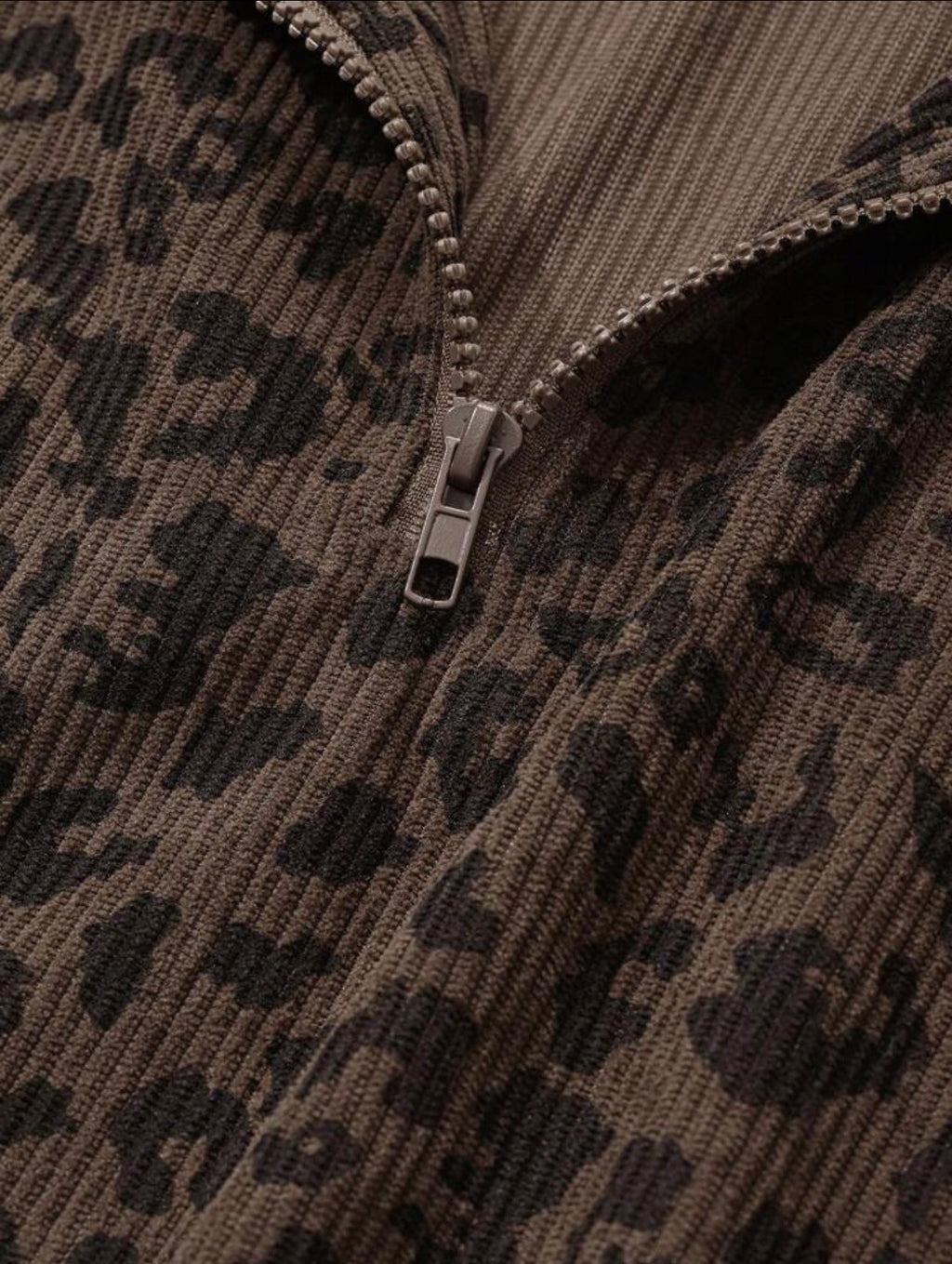 Women’s Leopard Print Zip-Up Long Sleeve Sweatshirt – Casual Fall Jacket Style Top