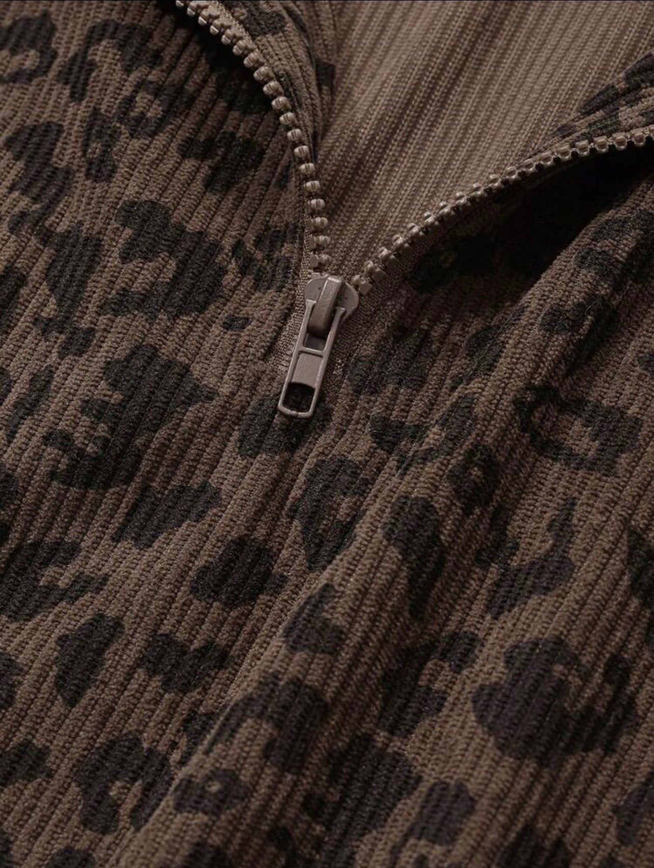 Women’s Leopard Print Zip-Up Long Sleeve Sweatshirt – Casual Fall Jacket Style Top